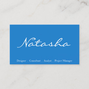 Pretty Blue & White Script Font Business Card