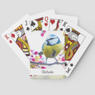 Pretty Blue & Yellow Bird on a Branch Photograph Playing Cards