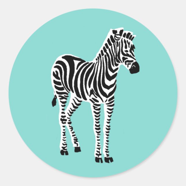 Pretty Blue Zebra Classic Round Sticker (Front)