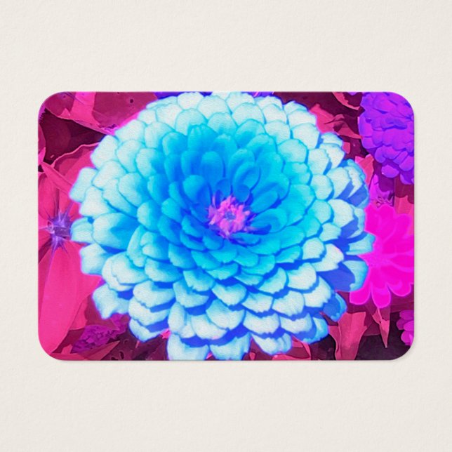 Pretty Blue Zinnia in the Purple Summer Garden (Front)