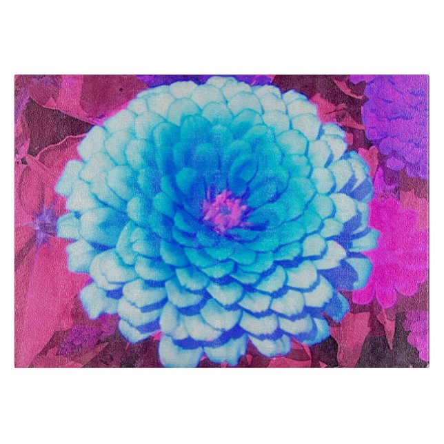 Pretty Blue Zinnia in the Purple Summer Garden Cutting Board (Front)