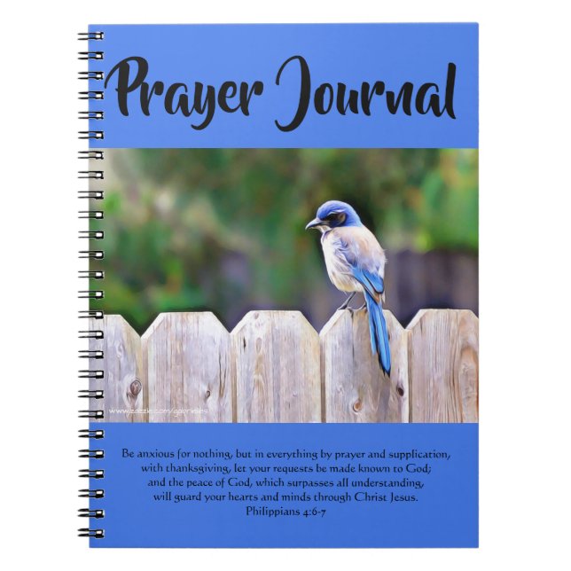 Pretty Bluebird On Fence Prayer Journal (Front)