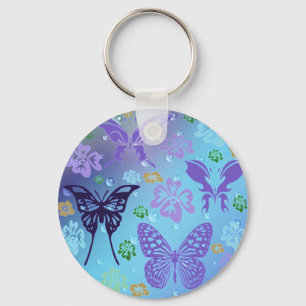 Pretty Blues Butterflies Key Ring