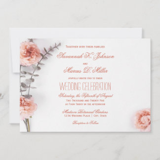 Pretty Blush Carnation Flowers Floral Invitation