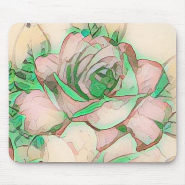 Pretty Blush Mint Light And Airy Modern Artistic Mouse Pad (Front)