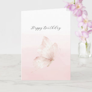 Pretty Blush Ombre Pink Butterfly Birthday Card