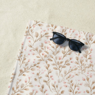 Pretty Blush Pink Cream Floral  Beach Towel