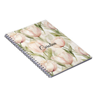 Pretty Blush Pink Cream Tulips Floral  Notebook