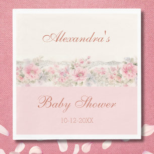 Pretty Blush Pink Floral Baby Shower Shabby Chic Napkin