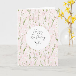 Pretty Blush Pink Floral Birthday Card