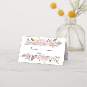 Pretty Blush Pink Floral Bloom Wedding Place Card