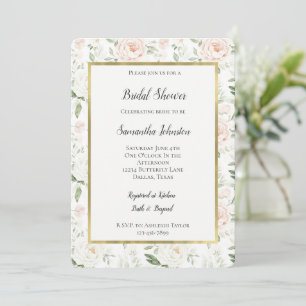 Pretty Blush Pink Floral Bridal Shower Invitation