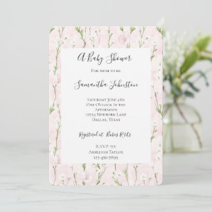 Pretty Blush Pink Floral Chic Baby Shower Invitation
