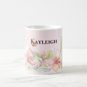 Pretty Blush Pink Floral   Coffee Mug