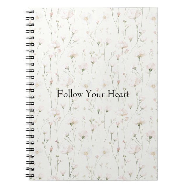 Pretty Blush Pink Floral Notebook (Front)