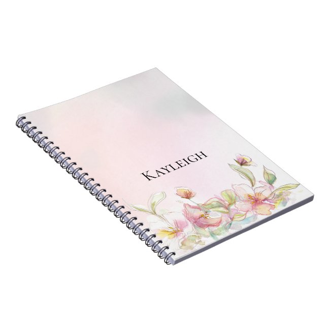 Pretty Blush Pink Floral   Notebook (Right Side)