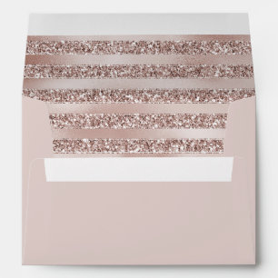 Pretty Blush Pink Glitter Glam Stripes Envelope