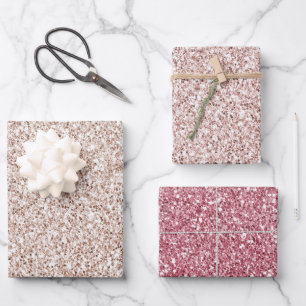 Pretty Blush Pink Glitter     Wrapping Paper Sheet