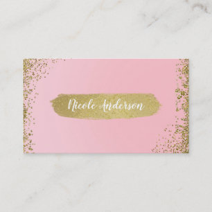 Pretty Blush Pink Gold Glitter Glam Modern Chic Business Card
