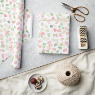 Pretty Blush Pink Mint Flower Petals Bridal Shower Wrapping Paper