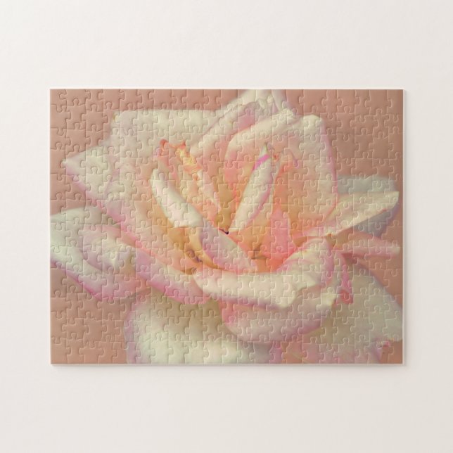 Pretty Blush Pink Rose Flower Art Puzzle (Horizontal)