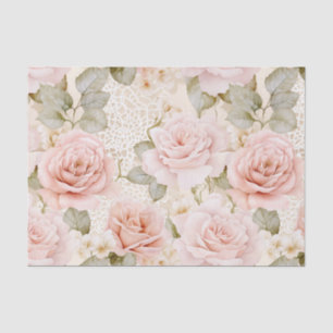 Pretty Blush Pink Roses Floral Bridal Shower Tissue Paper
