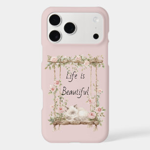 Pretty Blush Pink Roses Floral Swing Cat