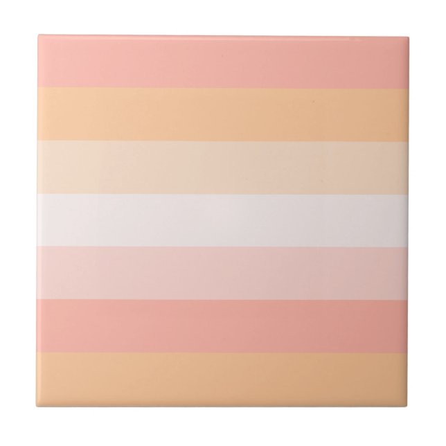 Pretty blush pink stripes ceramic tile (Front)