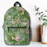 Pretty Blush Pink Tropical Girls Printed Backpack<br><div class="desc">This cute and simple print looks like a calm pink and green vintage floral print with a tropical vibe! Palm leaves, monstera leaves and more. Great for gifts or products. Simple Modern Pink Palm Leaf Tropical Floral Wall Printed Backpack. Great for back to school for your children, or for a...</div>