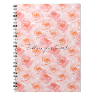 Pretty Blush Pink Watercolor Roses Floral Notebook