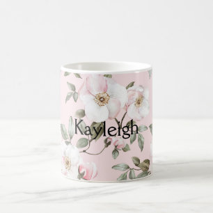 Pretty Blush Pink White Flowers   Coffee Mug