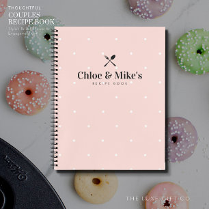 Pretty Blush Polka Dot Couples Blank Recipe Book