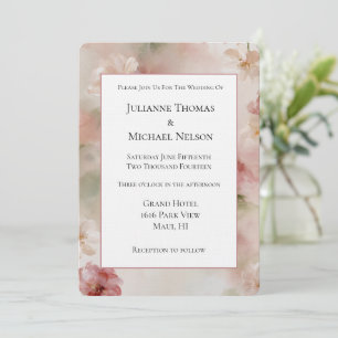 Pretty Blush Red Floral Wedding Invitation