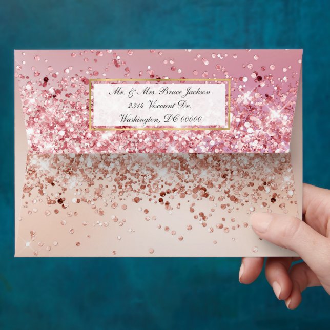 Pretty Blush with Confetti and Gold Envelope (Hand)