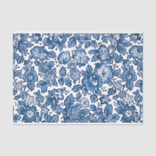 Pretty Boho Blue and White Floral Tissue Paper