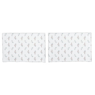 Pretty Boho Blush Pink Floral Pattern on White Pillowcase