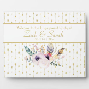 Pretty Boho Bouquet Engagement Party Tabletop Plaque