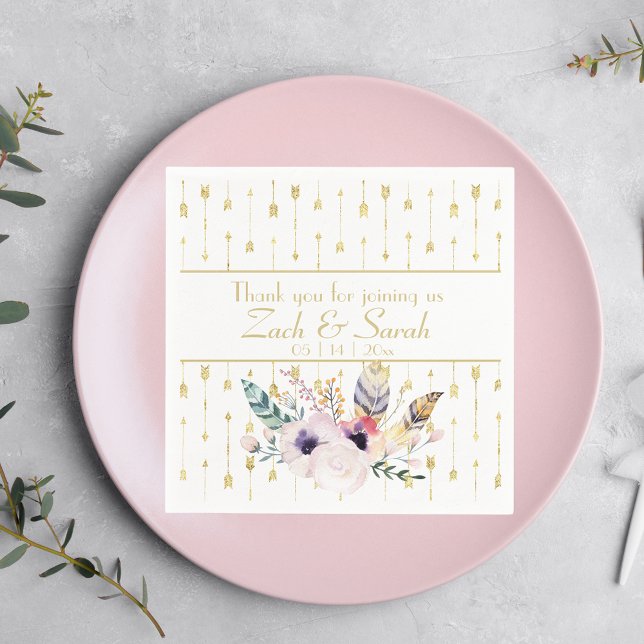 Pretty Boho Bouquet Wedding Napkin (Creator Uploaded)