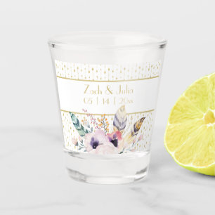 Pretty Boho Bouquet Wedding Shot Glass