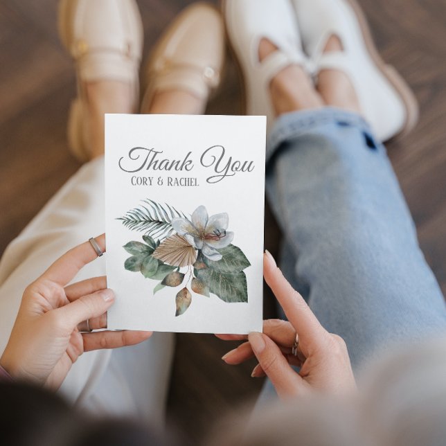 Pretty Boho Bouquet Wedding Thank You Flat Card (These budget Boho Wedding Thank You cards are part of a larger collection available!)