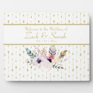 Pretty Boho Bouquet Wedding Welcome Tabletop  Plaque