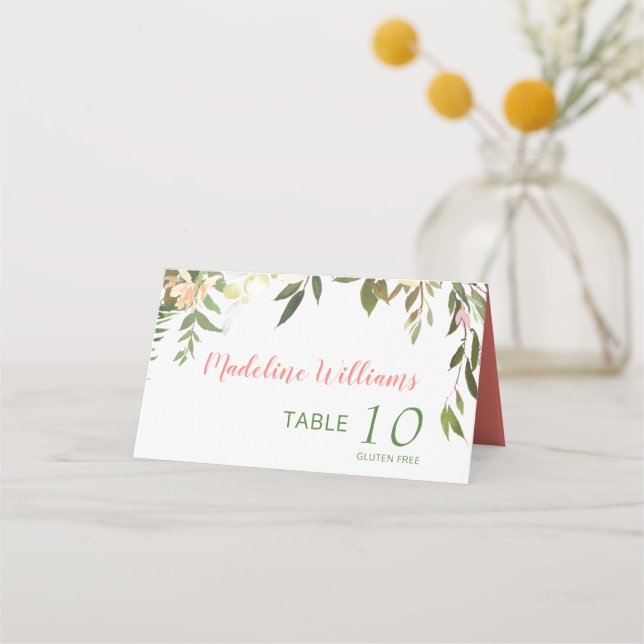 Pretty Boho Creme Rose Wedding Place Card (Front)