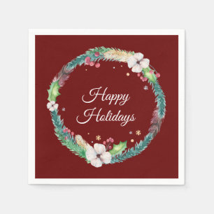 Pretty Boho Holiday Wreath Napkin