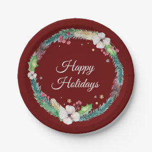 Pretty Boho Holiday Wreath Paper Plate