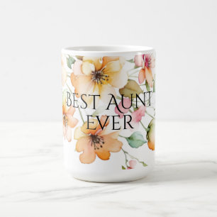 Pretty Boho Orange Watercolor Wildflowers Aunt Coffee Mug