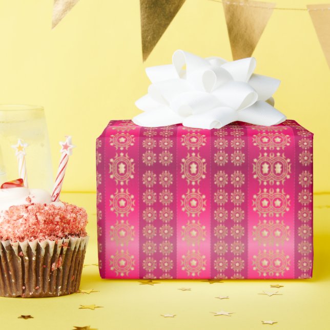 Pretty Boho Pink Pattern Wrapping Paper (Birthday Party)