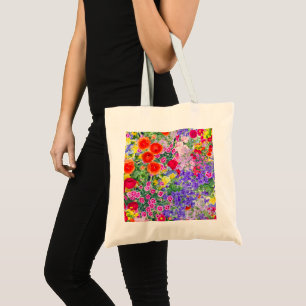 Pretty boho spring summer floral colourful tote ba