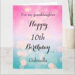 Pretty Bokeh Happy 16th Birthday Granddaughter Card<br><div class="desc">A pretty happy 16th birthday granddaughter big card 8.5" x 11", which you can easily personalise with her name. Inside this pretty pink and blue bokeh birthday card reads "May your birthday and every day be filled with love, laughter and happiness. Happy Birthday!". You can also personalise the birthday message...</div>