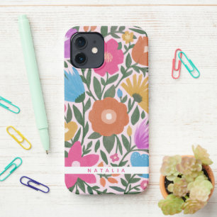 Pretty Bold Painted Spring Florals   Name iPhone 12 Case