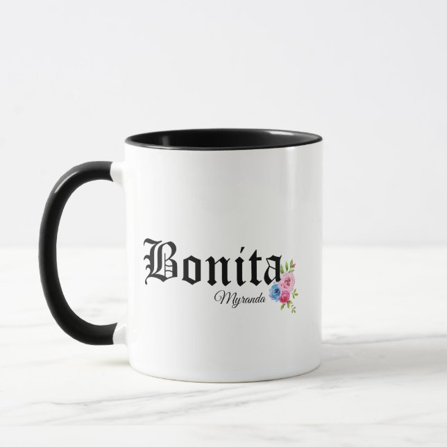 Pretty Bonita with Rose Personalise Mug (Left)